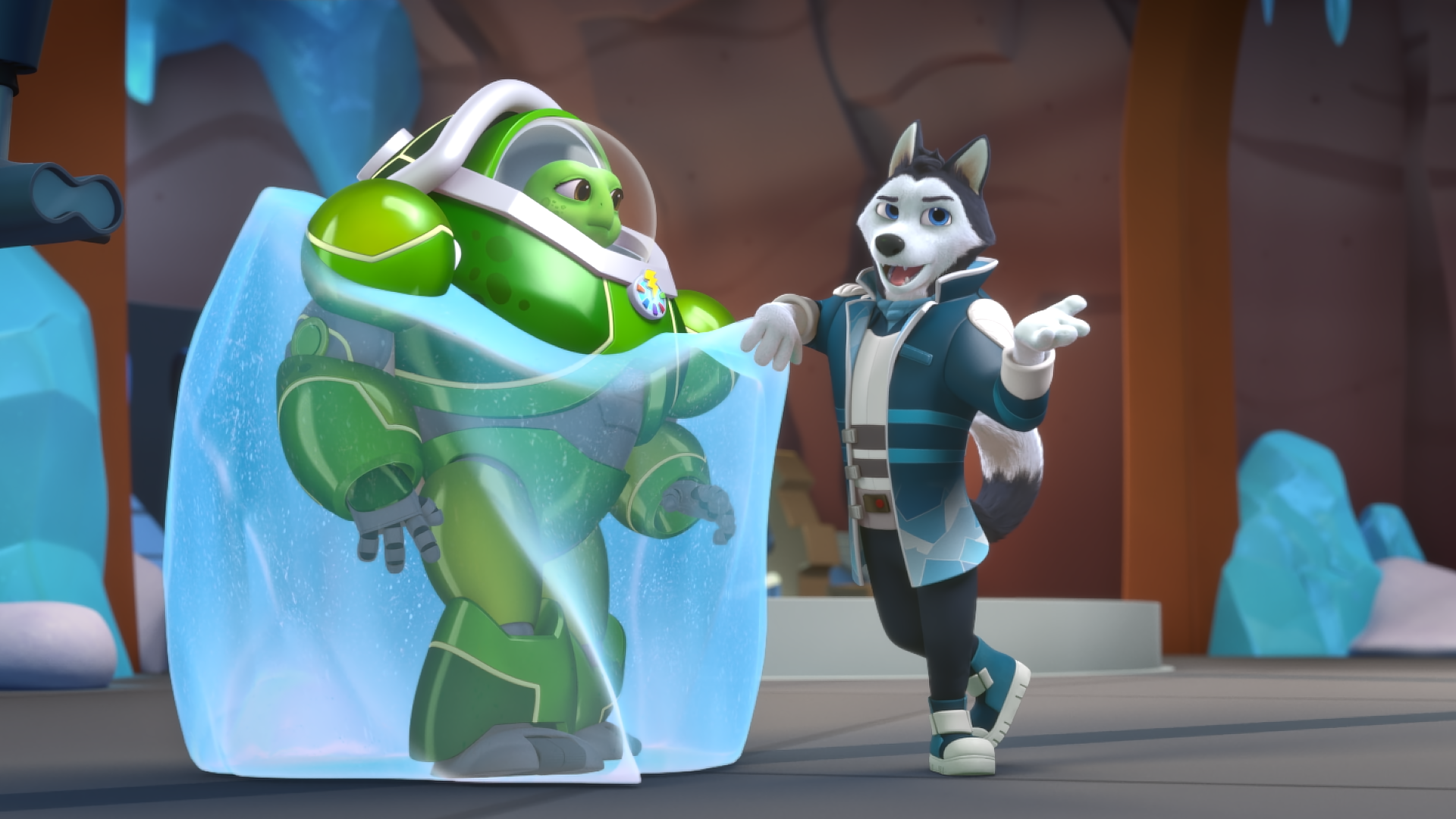 Shelly frozen in a block of ice