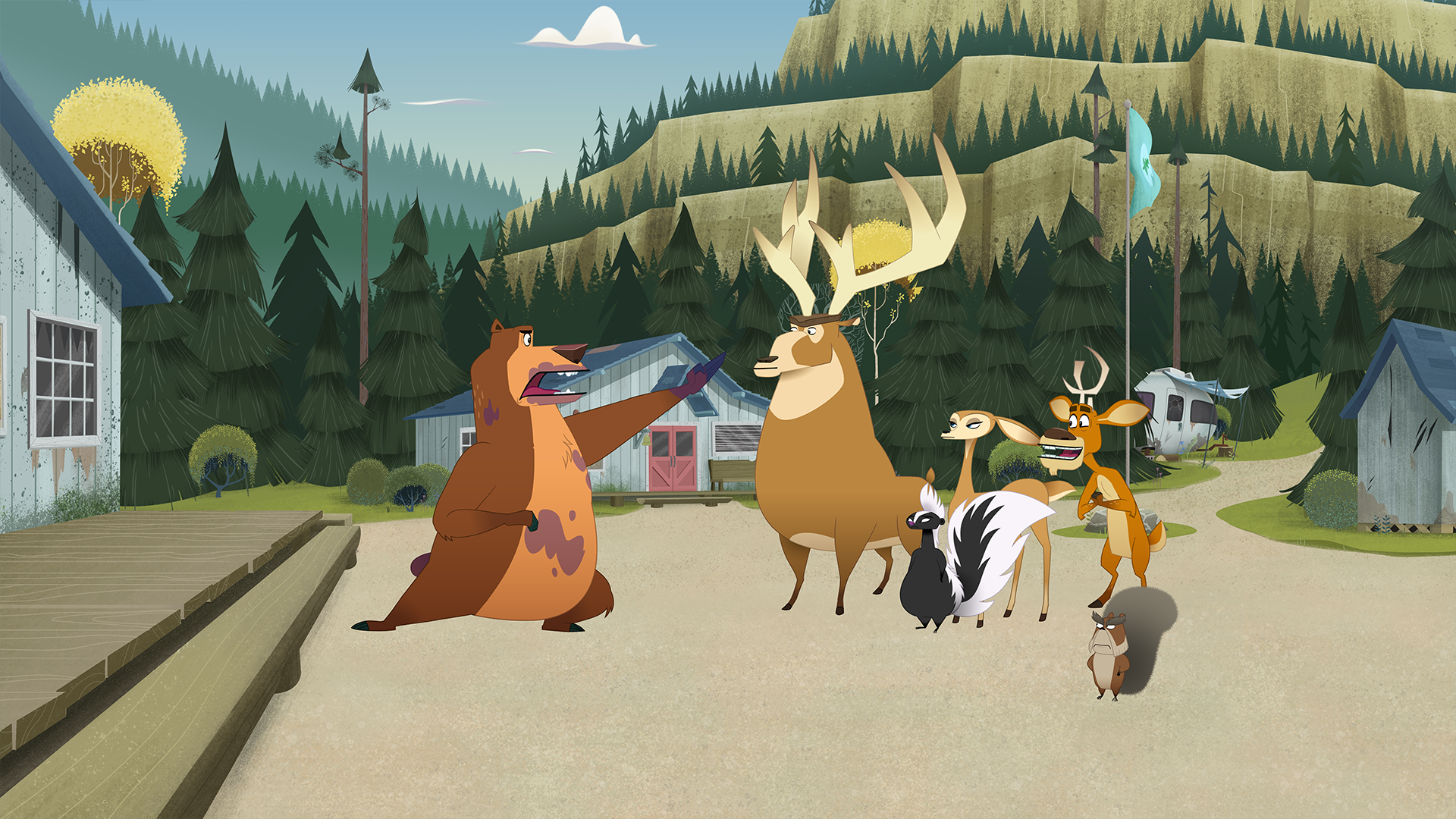 Cartoon animals standing together