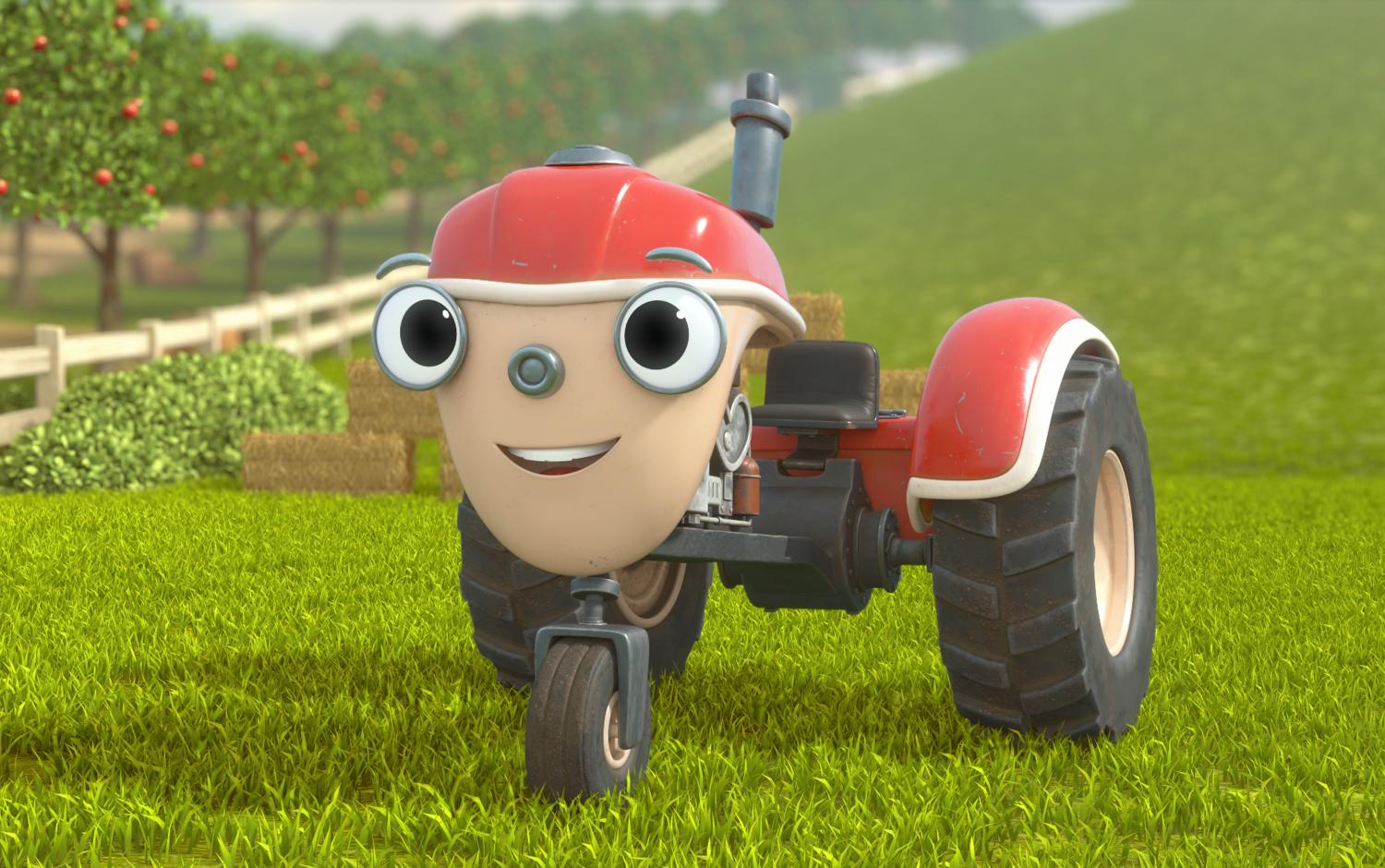 Otis on the grass in the farm