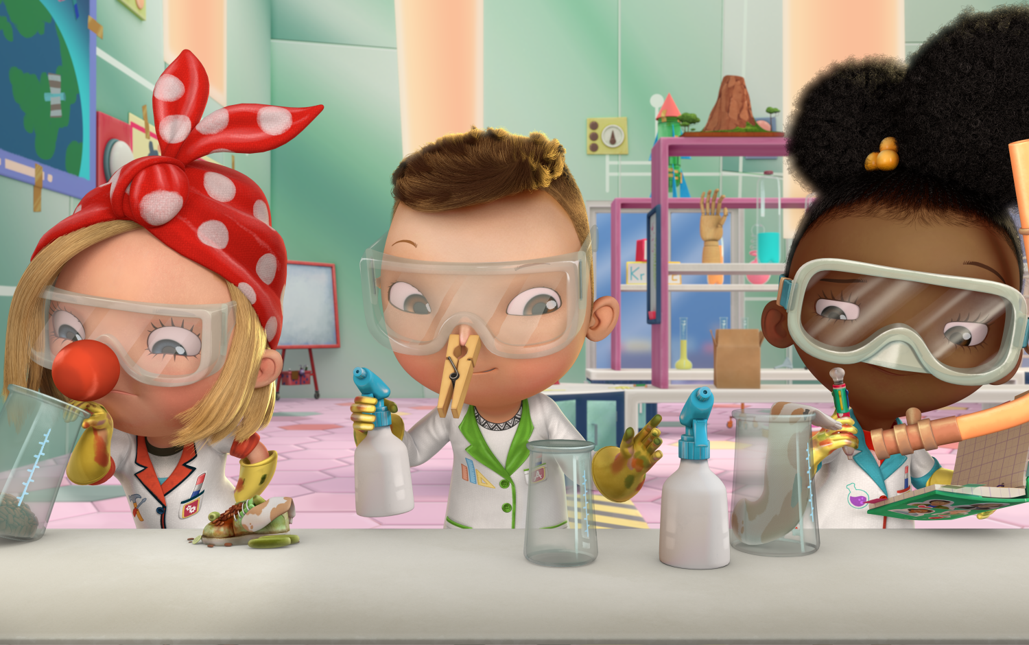 Rosie, Iggy and Ada in the lab