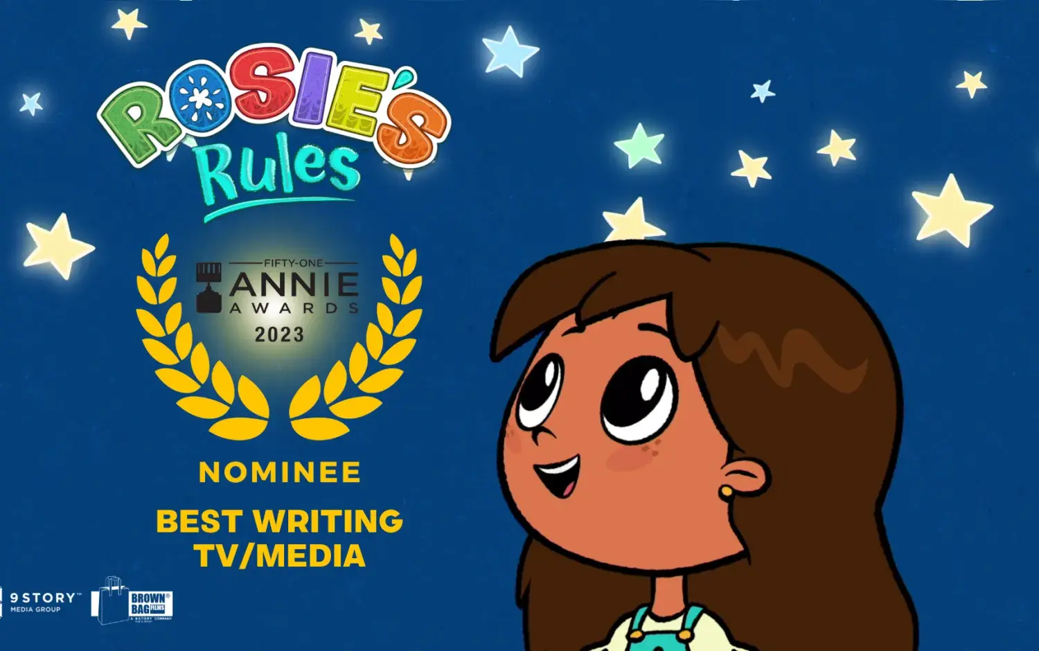 Rosie's Rules Nominated for Annie Awards - Awards Graphic with Animated Characters