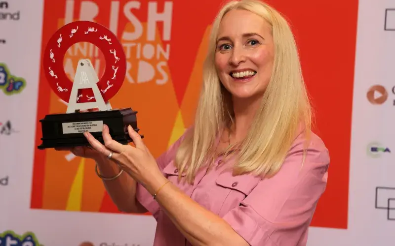 Irish Animation Awards 2025 Awards staff member with trophy
