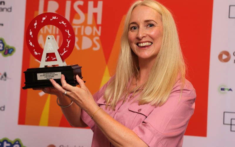 Irish Animation Awards 2025 Awards staff member with trophy