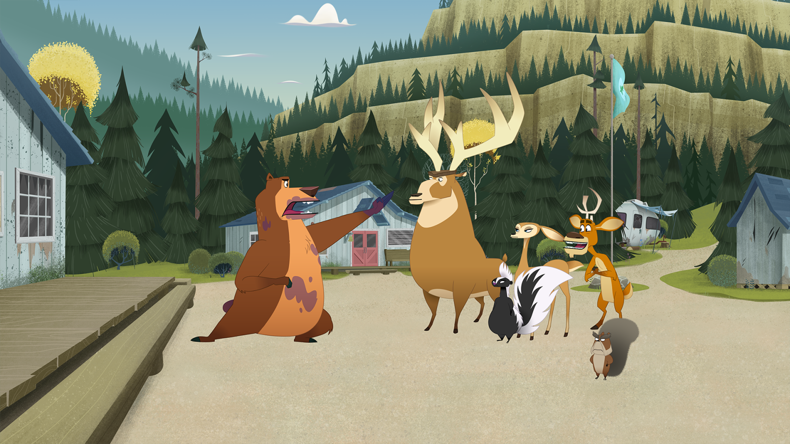 Cartoon animals standing together