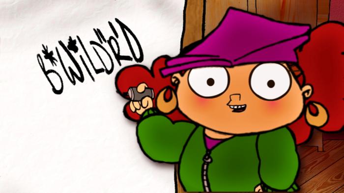 Desree next to a whiteboard with the word B*Wild"r"d on it