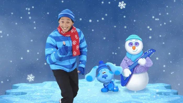 Blue's Clues & You: Josh, Blue, and a snowman enjoy a snowy day outside.