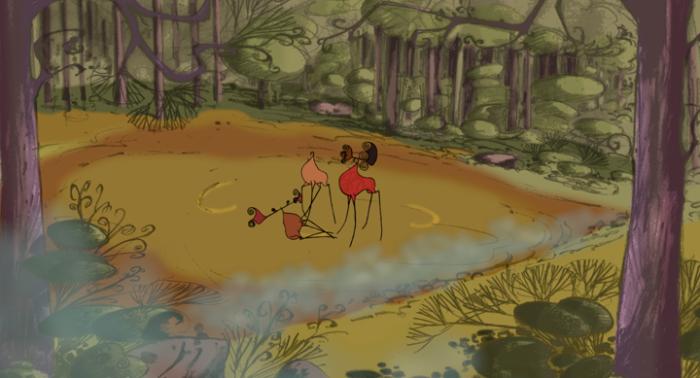 A still from the animated short film The Last Elk