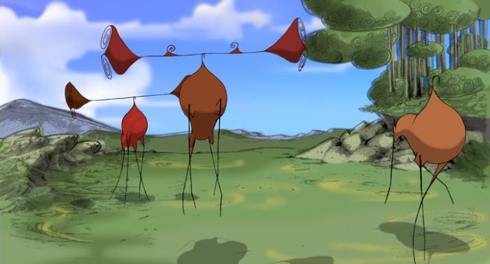 A still from the animated short film The Last Elk
