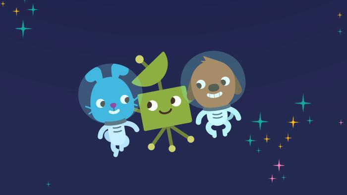 Sago Mini Friends: A character flies through space surrounded by magical elements.
