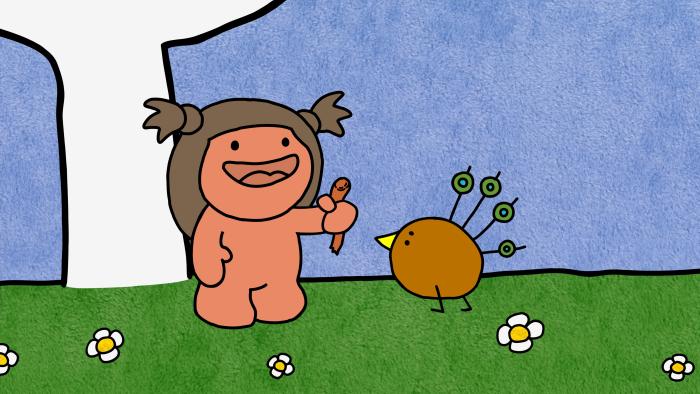 Molly shows Warren a peacock