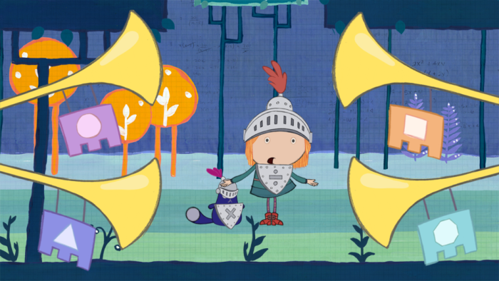 Peg + Cat - Episodic Still - Peg and Cat together with trumpets.