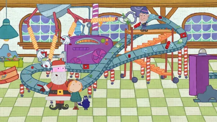 Peg + Cat - Episodic Still - Peg and Cat with Santa.