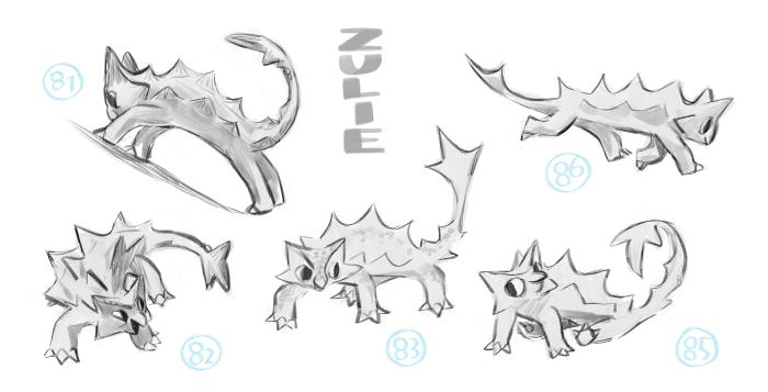 Dinosaur sketches from Harry and His Bucket Full of Dinosaurs