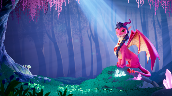 One dragon stands in a sun beam